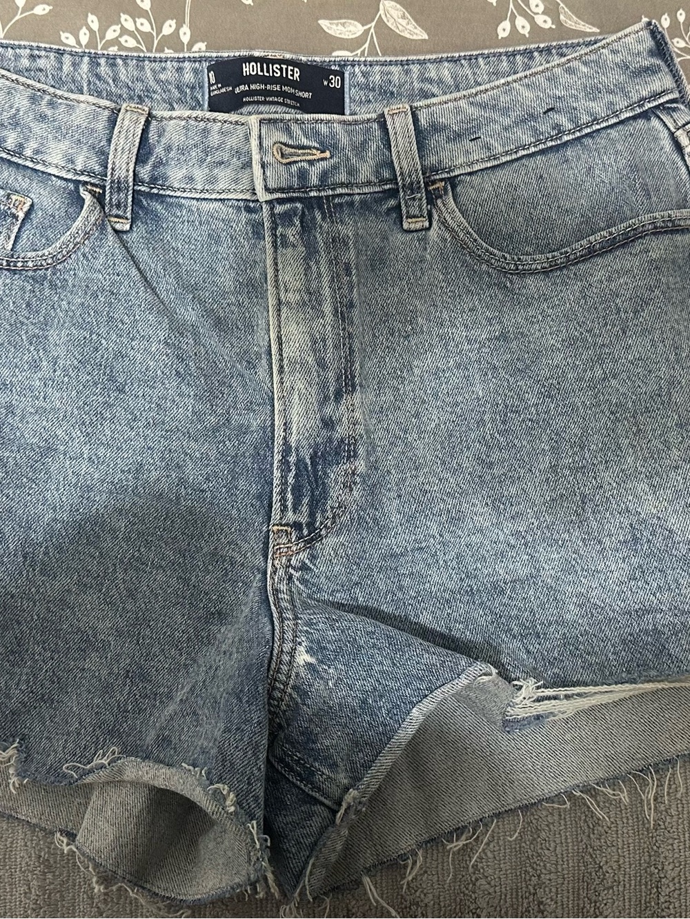 Hollister Light Blue High-Rise Cutoff Denim Shorts
